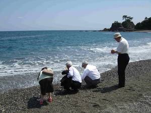桂浜で石拾いに夢中になった皆さん