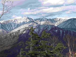 初冠雪をした天塩岳の山々