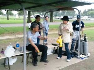 応援席の段下さんと吉瀬さん