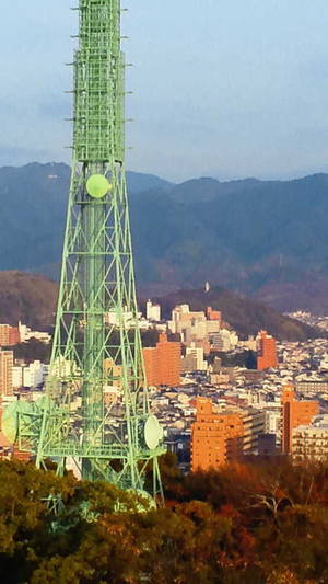 松山城から「弘法大師像」を望む